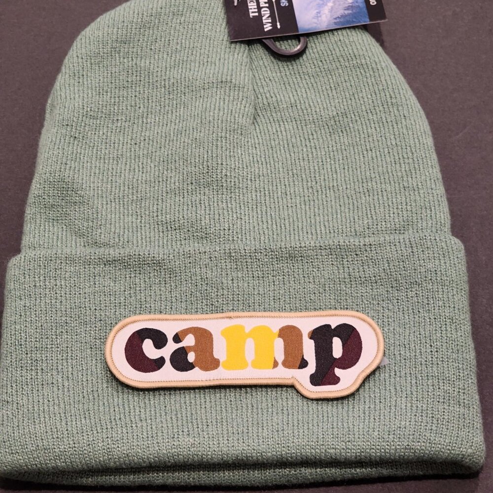 camp (camo) Knit Cuffed Beanie in Mint Green